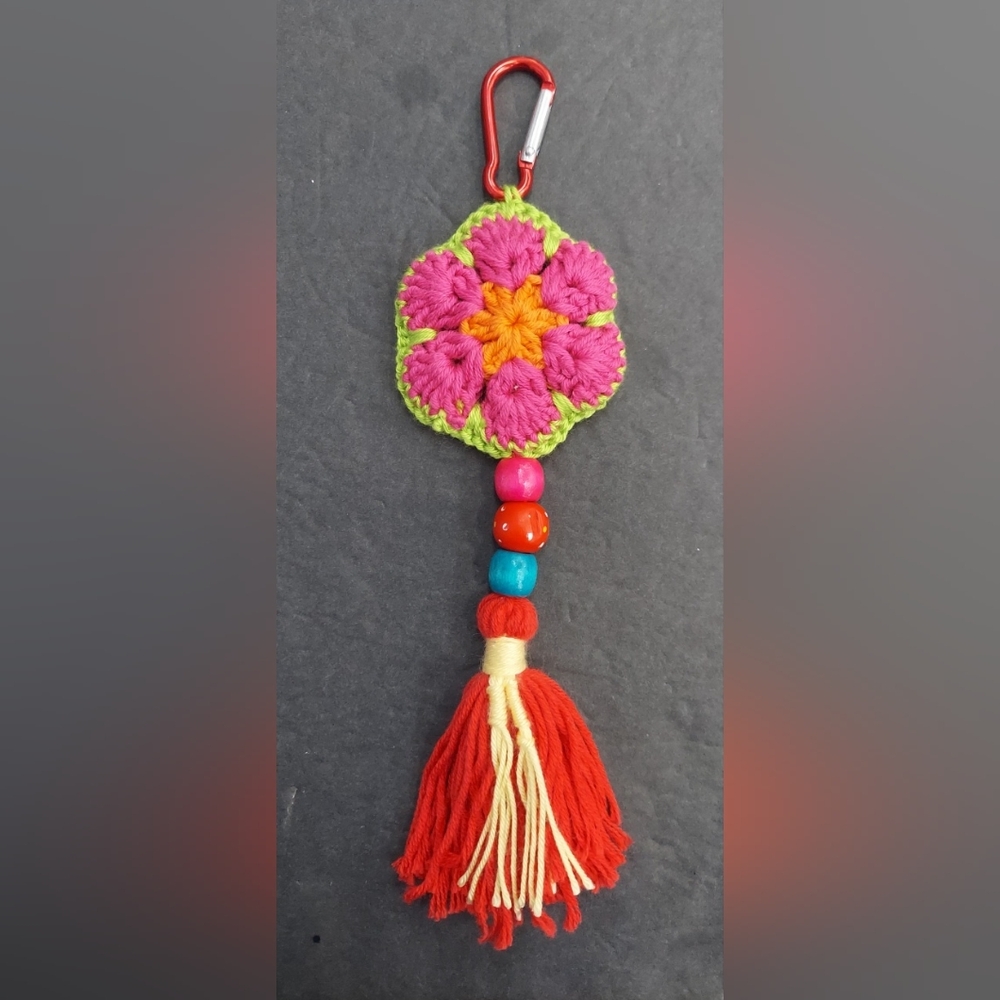Handmade Flower knitting Bag Car key Chain with Nice Decorative Color Beads